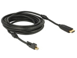 Delock Kabel mini DisplayPort 1.2 Stecker mit Schraube > HDMI Stecker 4K Aktiv schwarz 5 m