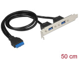 Delock Slotblech 1 x 19 Pin USB 3.0 Pfostenbuchse intern > 2 x USB 3.0 Typ-A Buchse extern