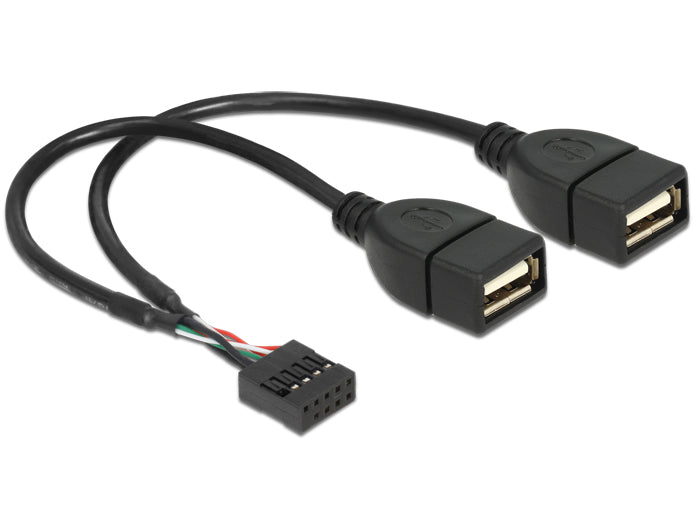 Delock USB Kabel Pin Header Buchse > 2 x USB 2.0 Typ-A Buchse 20 cm
