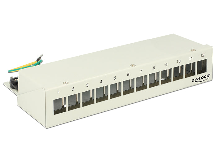 Delock Keystone Desktop Patchpanel 12 Port grau