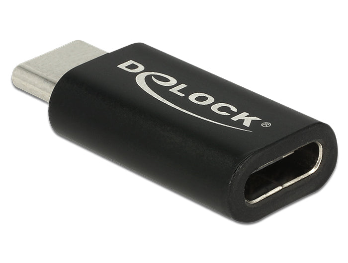 Delock Adapter USB Type-C™ Stecker zu Buchse, kompatibel mit USB 5 / 10 / 20 / 40 Gbps und Thunderbolt™ 3 und 4 - full-featured für Video, Daten und Laden