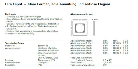 GIRA Rahmen 5f mint glas Esprit 021518