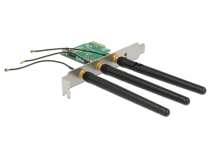 Delock PCI Express x1 Karte > 1 x intern M.2 Key A Slot mit 3 externen Antennen – Low Profile Formfaktor