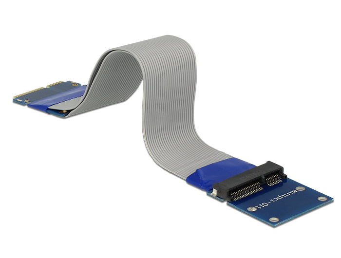 Delock Verlängerung Mini PCI Express / mSATA Stecker > Slot Riser Karte mit flexiblem Kabel 13 cm