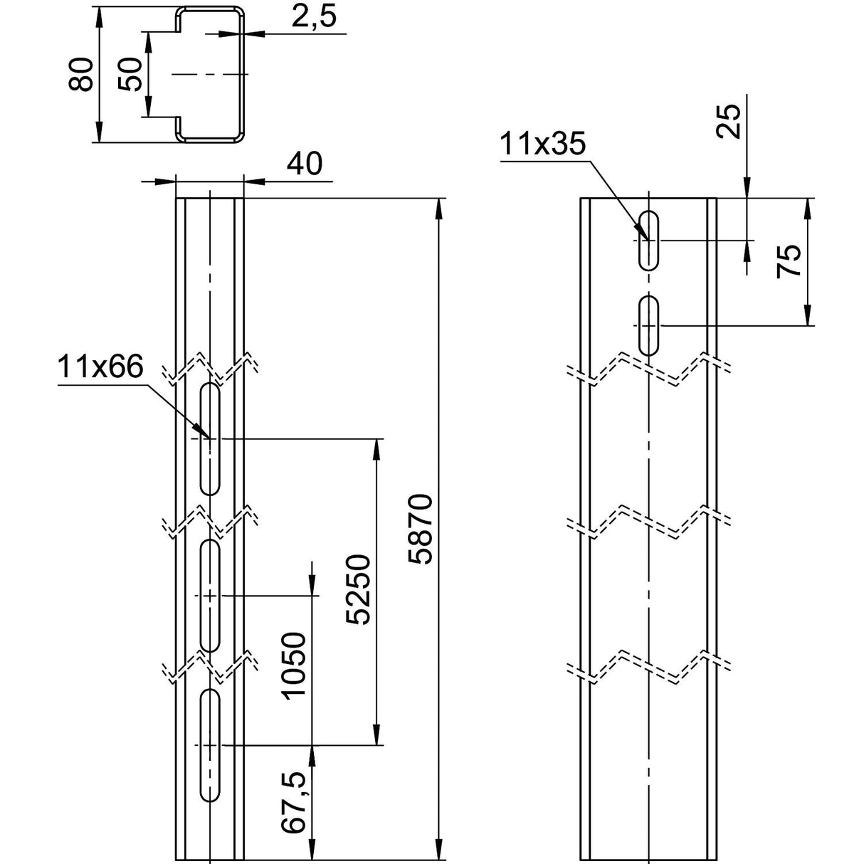 BETTERMANN PV-Montageprofil 5780m ST TP 1040 FT 40x80mm