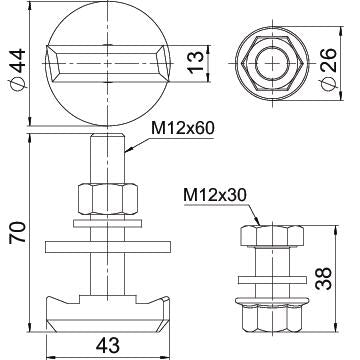 BETTERMANN Maschinenschraube/Bolzen V5A SVLB m.Mutter m.Scheibe
