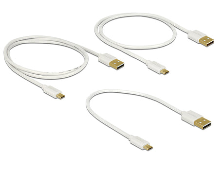 Delock Daten- und Schnellladekabel USB 2.0 Typ-A Stecker > USB 2.0 Typ Micro-B Stecker 3 Stück Set weiß - Ansicht 2