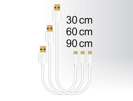 Delock Daten- und Schnellladekabel USB 2.0 Typ-A Stecker > USB 2.0 Typ Micro-B Stecker 3 Stück Set weiß - Ansicht 3