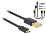 Delock Daten- und Schnellladekabel USB 2.0 Typ-A Stecker > USB 2.0 Typ Micro-B Stecker 3 Stück Set schwarz
