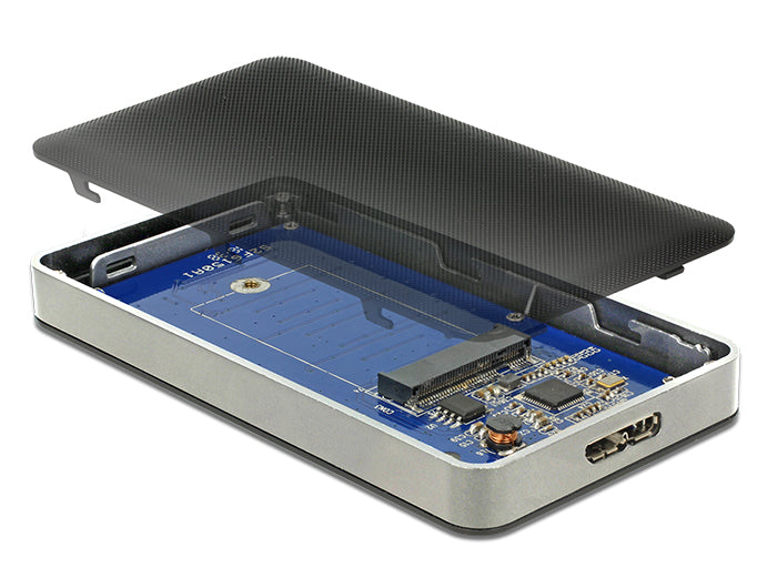 Delock Externes Gehäuse M.2 Key B 42 mm SSD > USB 3.0 Typ Micro-B Buchse mit Verschlüsselungsfunktion