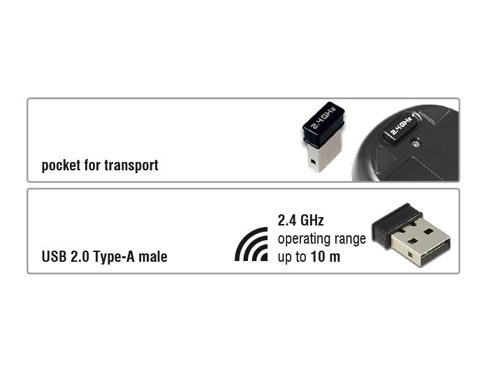 Delock Optische 3-Tasten Mini Maus 2,4 GHz kabellos