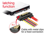 Delock Kabel SATA 6 Gb/s 7 Pin Buchse + Molex 4 Pin Strom Stecker > SATA 22 Pin Buchse gerade Metall 30 cm