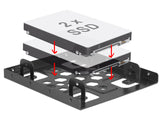 Delock Aluminium Einbaurahmen 2 x 2.5″ zu 3.5″ schwarz