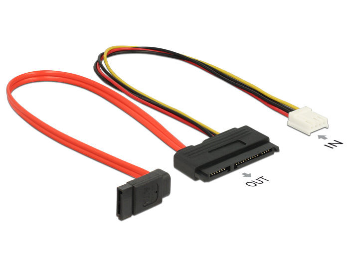 Delock Kabel SATA 6 Gb/s 7 Pin Buchse + Floppy 4 Pin Strom Buchse (5 V + 12 V) > SATA 22 Pin Buchse gerade 30 cm