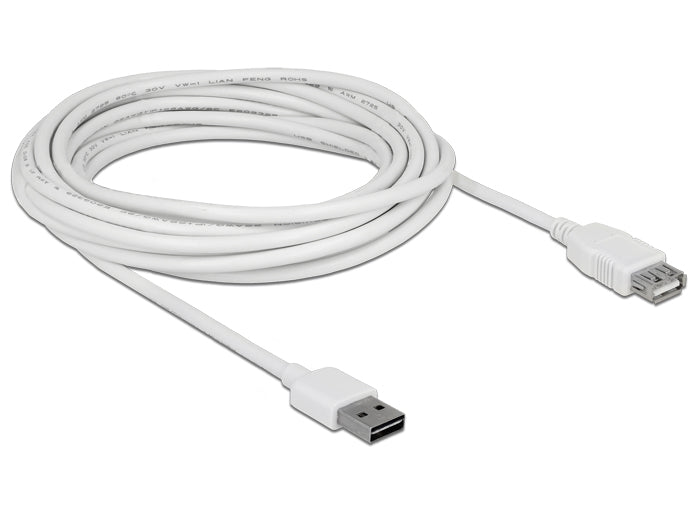 Delock Verlängerungskabel EASY-USB 2.0 Typ-A Stecker > USB 2.0 Typ-A Buchse weiß 5 m