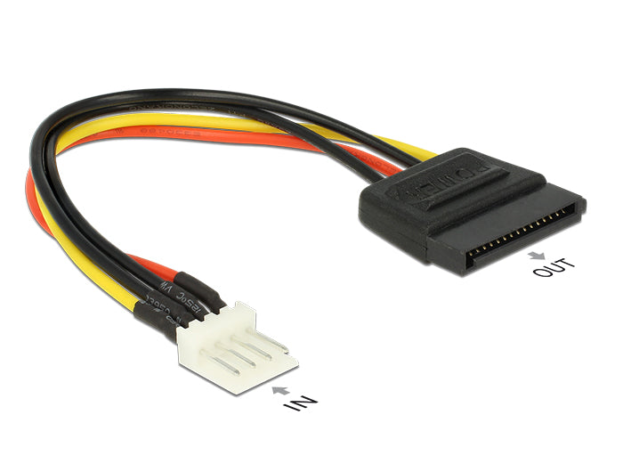 Delock Stromkabel SATA 15 Pin Buchse > 4 Pin Floppy Stecker 15 cm