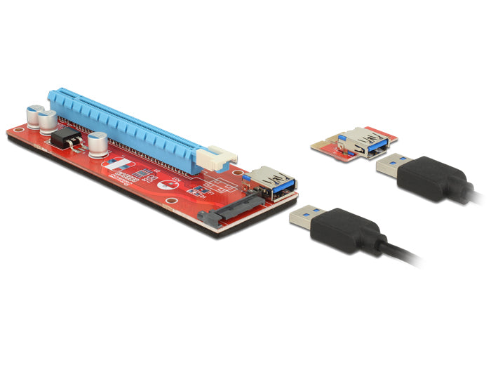 Delock Riser Karte PCI Express x1 > x16 mit 60 cm USB Kabel