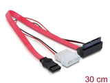 Delock Kabel Micro SATA Stecker > 2 Pin Power 5 V / 3,3 V + SATA 7 Pin 30 cm oben gewinkelt