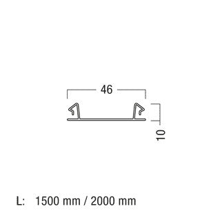 ZUMTOBEL Abdeckung si Kst L1498mm B47mm TECTON T/KK AK 1498 PP SR H10mm