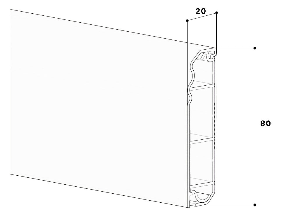 GGK Sockelleistenkanal Kst 80x20x2000mm 4D 20x80 BP aws