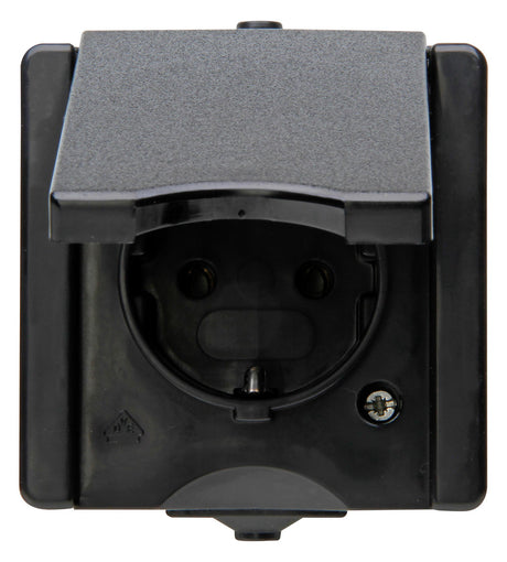 KOPP Steckdose 1f sw glz AP Klappd IP44 PRO AQA 947405009