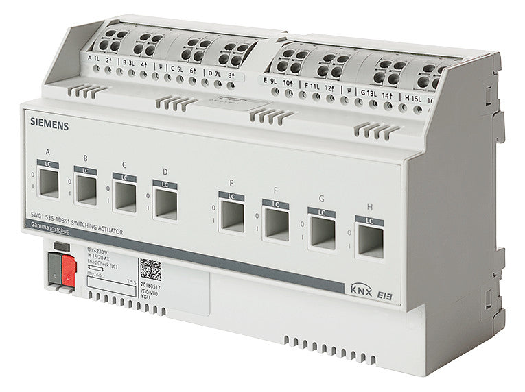 SIEMENS Schaltaktor KNX C-Last REG 8TE N 535D51 8f 3680W 230V Handbedien
