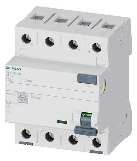 SIEMENS FI-Schutzschalter A 4p 440V 25A 5SV3342-6KL 0,03A 4TE REG 10kA 1kA/stoß