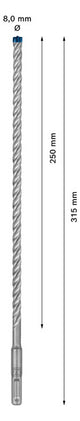 BOSCH-EW Hammerbohrer  8mm SDSplus SDS plus-7X 1pc 250/315mm f.Beton