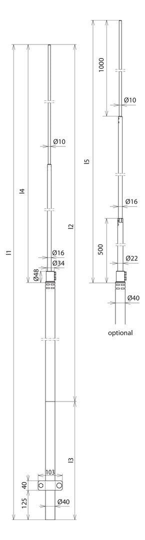 DEHN SE Fangstange verj 5000mm  40mm alu FS D40 16 10 5000 KSV AL Rundleiter