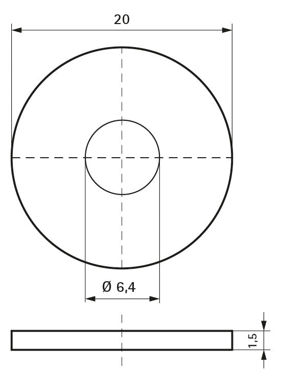Walraven Kotflügelscheibe 20x1,5 / Loch 6,4 | 6176620