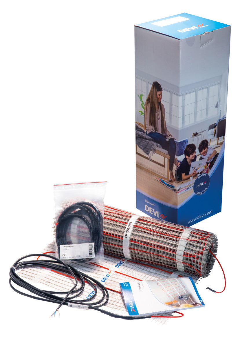 DEVI Heizkabel 150W/qm 150W 1qm 1Kaltl DEVImat 150 230V 11W/m m.Trägerm