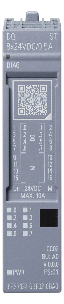 SIEMENS Digital I/O-Modul DC 19,2-28,8V 6ES7132-6BF01-0BA0 8Ausg 24V