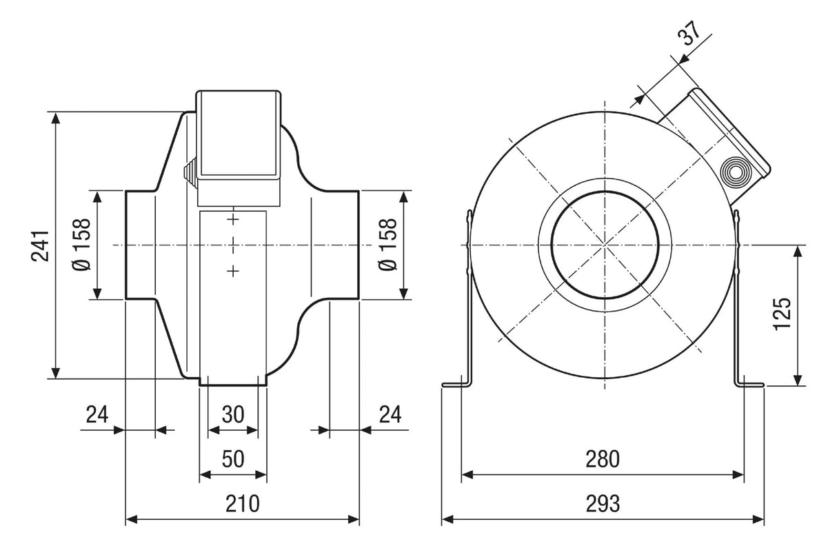 MAICO Rohrventilator  160mm 230V 0,029W ERR 16/1 350cbm/h VA 60°C