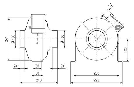 MAICO Rohrventilator  160mm 230V 0,029W ERR 16/1 350cbm/h VA 60°C