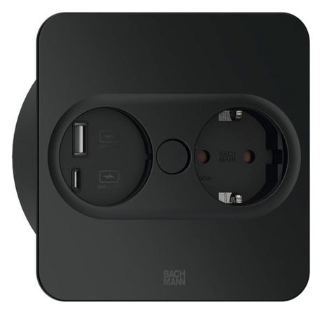 BACHMANN Steckdose 1f sw mt 1USB-A Einb TWIST 946.105 1USB-C m.BS Klappd IP20
