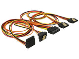 Delock Kabel SATA 15 Pin Strom Stecker mit Einrastfunktion > SATA 15 Pin Strom Buchse 2 x gerade / 1 x unten / 1 x oben 50 cm
