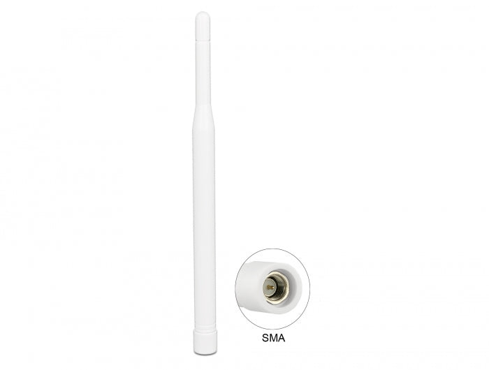 Delock LTE Antenne SMA Stecker 0,3 - 2,9 dBi omnidirektional starr weiß