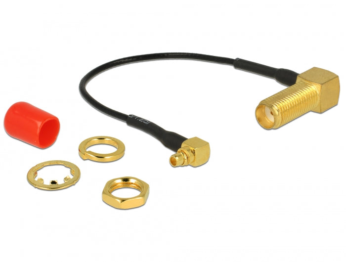 Delock Antennenkabel SMA 90° Buchse zum Einbau > MMCX 90° Stecker 10 cm 1.37 Gewindelänge 13 mm