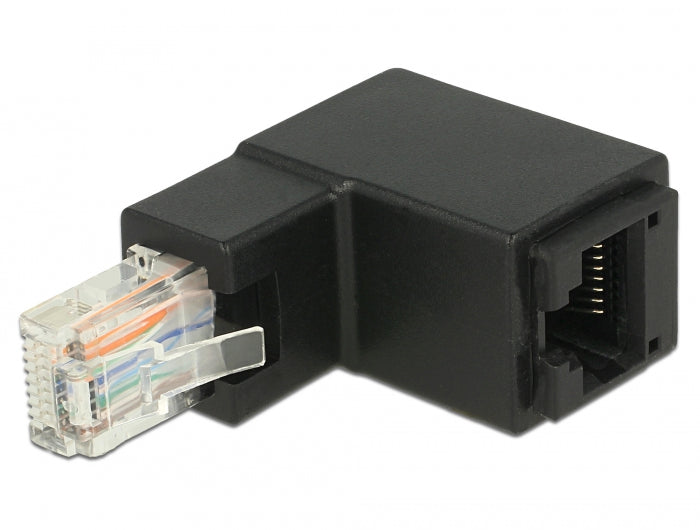 Delock Adapter RJ45 Stecker oben gewinkelt zu RJ45 Buchse Cat.6 UTP