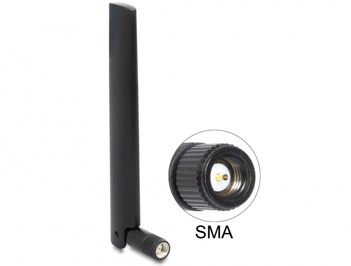 Delock NB-IoT 900 MHz Antenne SMA Stecker 3 dBi omnidirektional mit Kippgelenk schwarz
