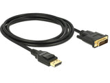 Delock Kabel DisplayPort 1.2 Stecker > DVI 24+1 Stecker Passiv 4K 30 Hz 2 m schwarz