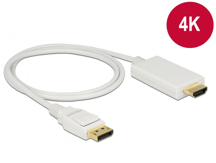 Delock Kabel DisplayPort 1.2 Stecker > High Speed HDMI-A Stecker Passiv 4K 30 Hz 1 m weiß