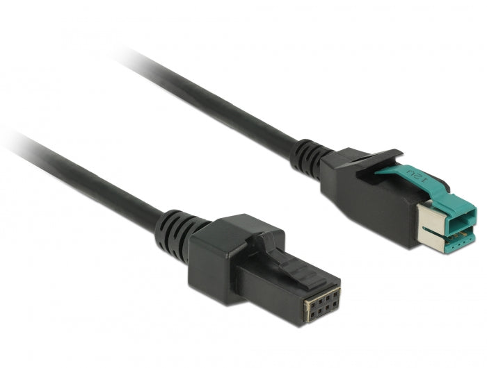 Delock PoweredUSB Kabel Stecker 12 V > 2 x 4 Pin Stecker 1 m für POS Drucker und Terminals