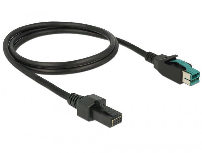 Delock PoweredUSB Kabel Stecker 12 V > 2 x 4 Pin Stecker 1 m für POS Drucker und Terminals