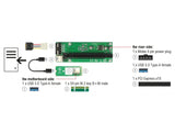 Delock Riser Karte M.2 Key B+M > PCI Express x16 mit 30 cm USB Kabel