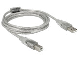 Delock Kabel USB 2.0 Typ-A Stecker > USB 2.0 Typ-B Stecker 2 m transparent