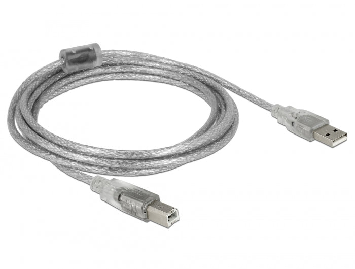 Delock Kabel USB 2.0 Typ-A Stecker > USB 2.0 Typ-B Stecker 3 m transparent