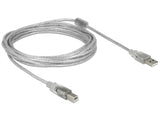 Delock Kabel USB 2.0 Typ-A Stecker > USB 2.0 Typ-B Stecker 5 m transparent