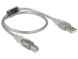 Delock Kabel USB 2.0 Typ-A Stecker > USB 2.0 Typ-B Stecker 0,5 m transparent