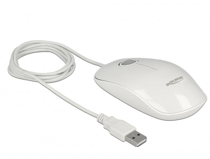Delock Optische 3-Tasten LED Maus USB Typ-A weiß